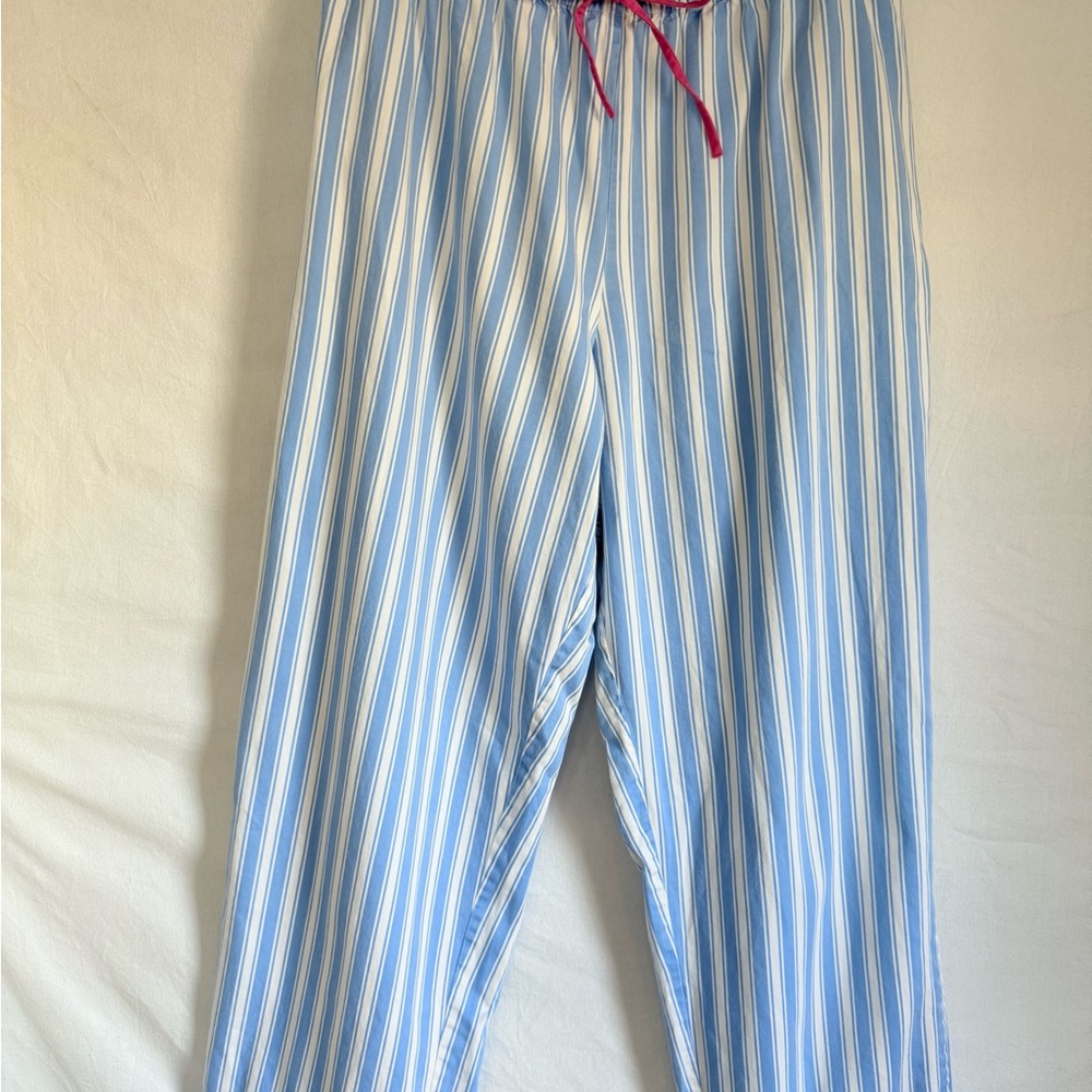 Blue and White Striped Women's Pants